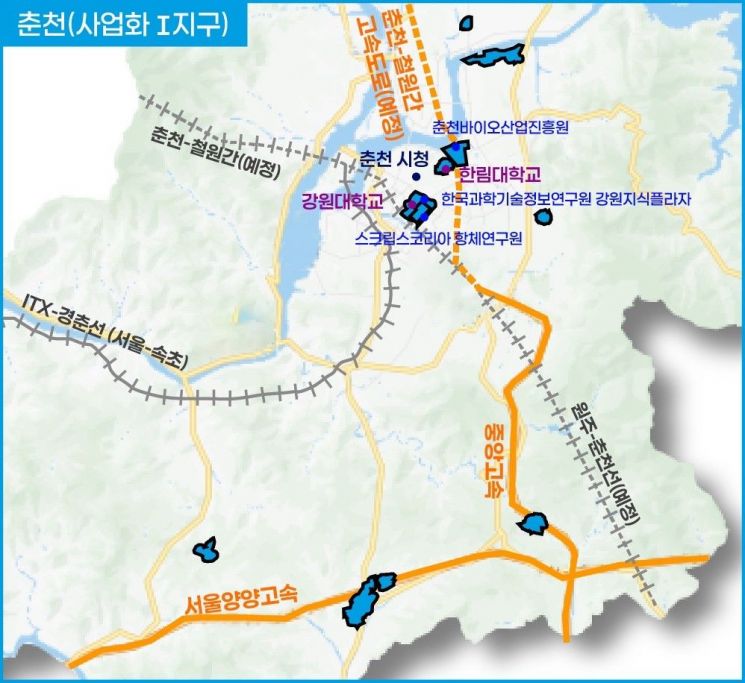 지정 위치도(춘천 사업화 1지구).강원도 제공