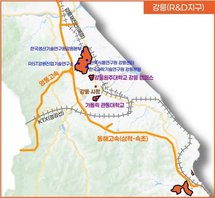 지정 위치도(강릉 R&D지구).강원도 제공