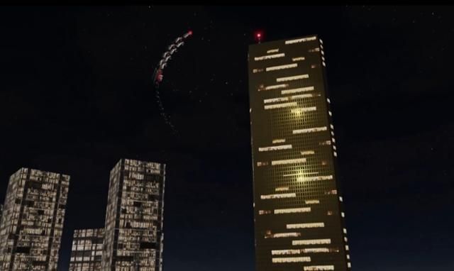 24일 미국 북미항공우주방위사령부(NORAD)가 제공한 산타클로스 위치 추적 영상에서 산타가 썰매를 서울 여의도 63빌딩 주변을 지나가고 있다.북미항공우주방위사령부 사회관계망서비스(SNS) 영상 캡처