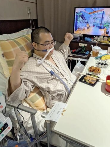 투병 중인 나카야마 카나루씨의 모습.NHK.