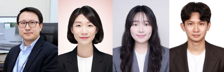 산화물계 고체전해질막 핵심 소재 기술 개발 연구진.좌측부터 KRISS 첨단소재측정그룹 백승욱 책임연구원,김화정 박사후연구원,최민서 학생연구원,고려대학교 신소재공학과 박혁준 교수.KRISS 제공