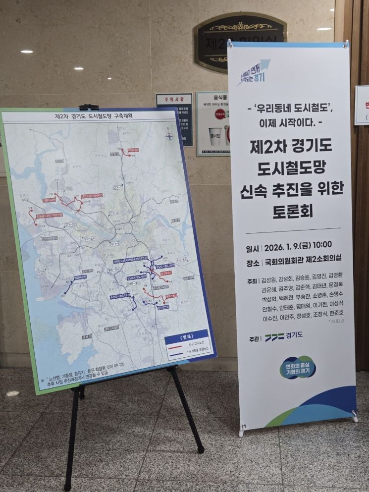 경기도가 9일 국회의원회관에서 열린 '제2차 경기도 도시철도망 구축계획 국회 토론회'를 개최하고 있다.양주시 제공