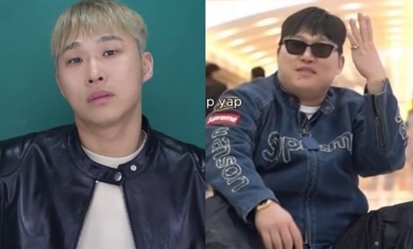 2024년 2월 날렵한 턱선을 자랑하던 스윙스(왼쪽)가 1년 후 요요를 정통으로 맞았다. [사진=스윙스 SNS]