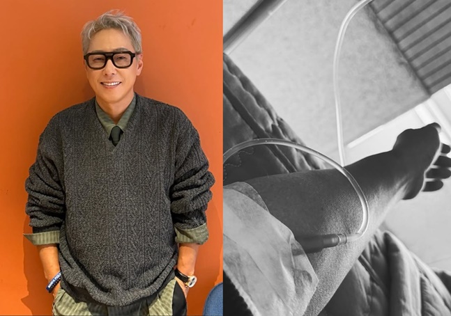 건강 문제로 공연을 취소한 윤종신이 병원을 찾은 모습을 공개했다.사진=윤종신 SNS