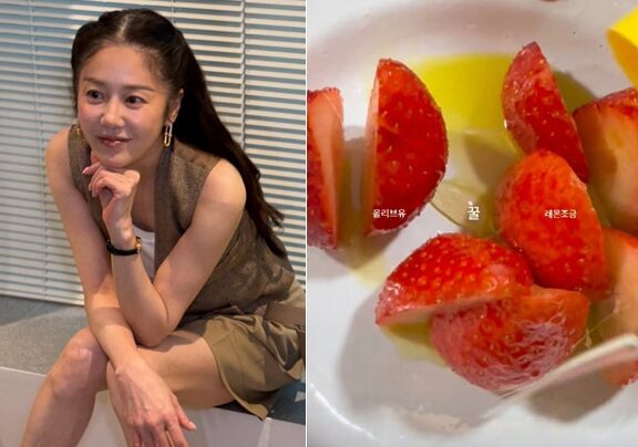 매년 12월 건강이 좋지 않았다고 고백했던 고현정이 딸기를 더 건강하게 먹는 모습을 공개했다.사진=고현정 인스타그램