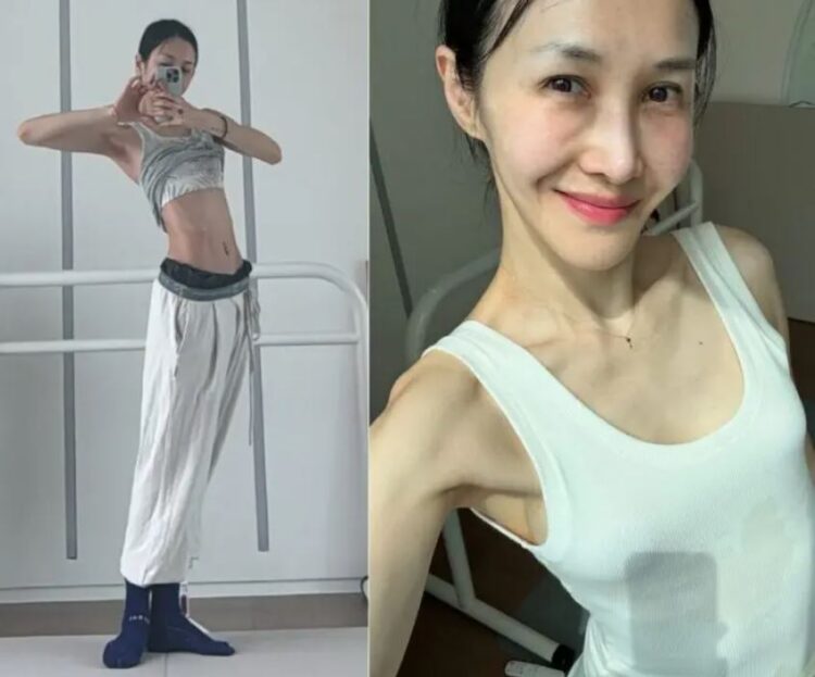 윤혜진이 발레바로 스트레칭을 하고 있다.사진=윤혜진 인스타그램