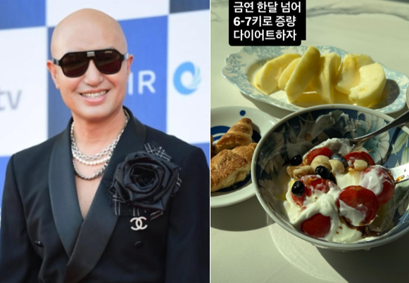 홍석천은 "금연 한 달이 넘어가면서 6~7kg 증량.다이어트하자"라는 글과 함께 직접 준비한 식단 사진을 공개했다.사진=홍석천 SNS