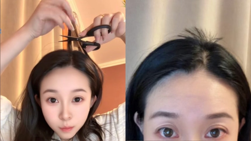 정수리 머리카락을 짧게 잘라 삐죽 세운 '바보털' 헤어스타일. 중국 일부 초·중학생 사이에서 개성을 표현하는 머리 모양으로 주목받고 있다. 사진=더우인 '点宝宝' 영상 캡처