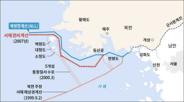 북한이 주장하는 서해경비계선 ©연합뉴스 그래픽