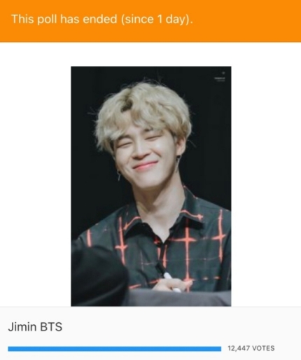 screenshot photo of the results showing BTS Jimin tally of votes