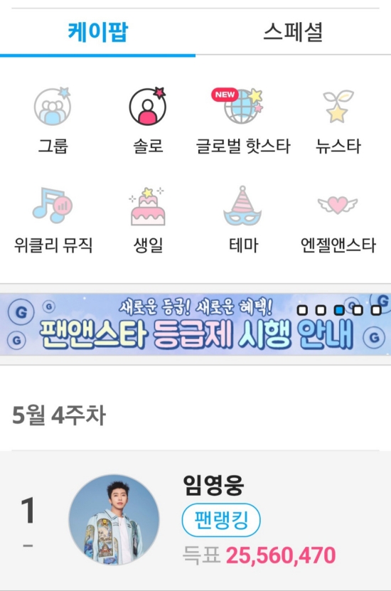 <b>임영웅</b>, '팬앤스타' 솔로랭킹 125주 연속 1위…역시 히어로