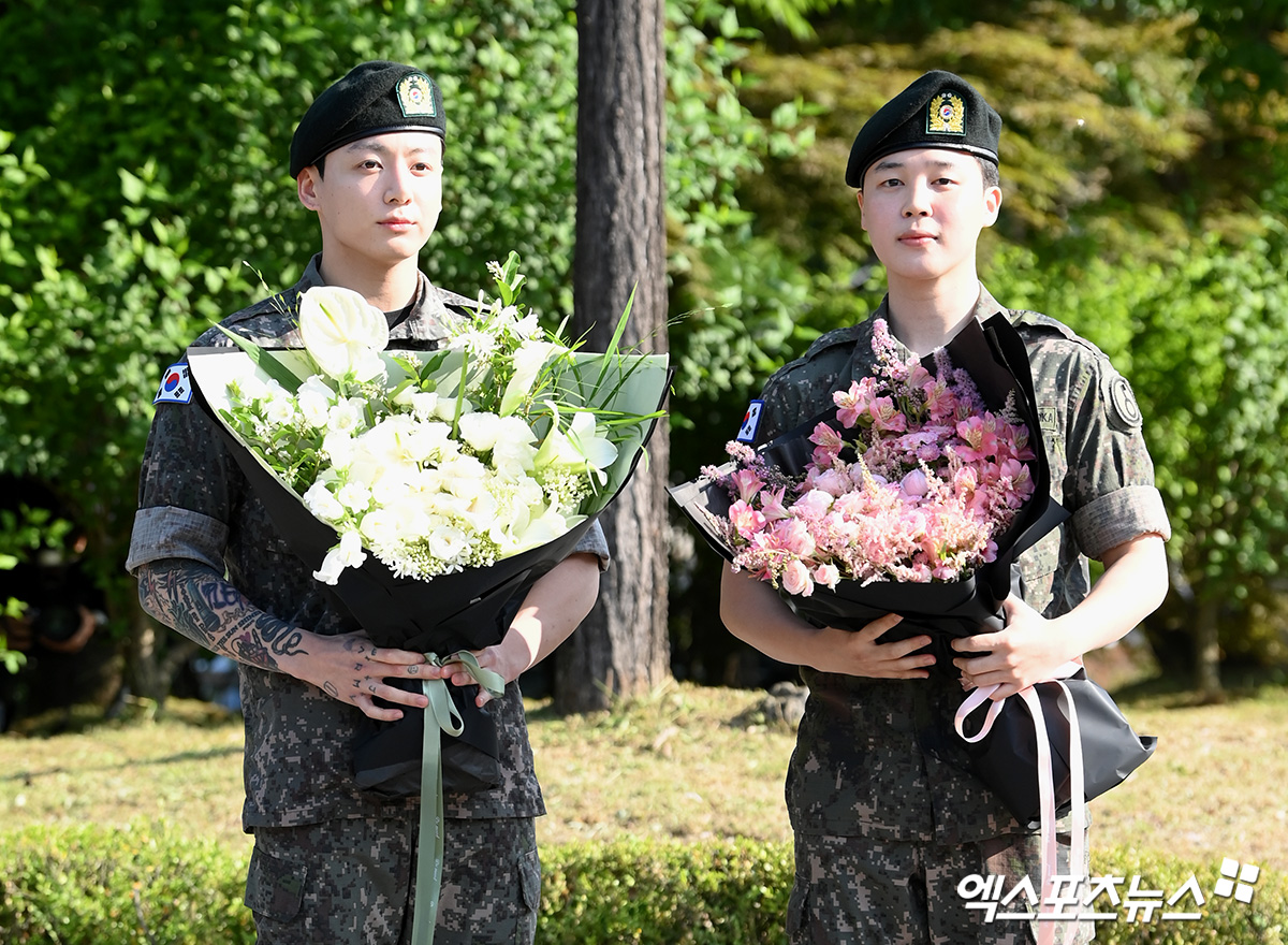 <b>방탄소년단</b> <b>정국</b>-<b>지민</b> '<b>전역</b>했어요~'[엑's HD포토]
