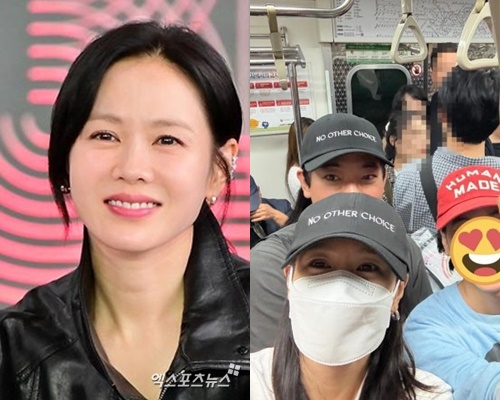 "불꽃축제 덕분에"…<b>손예진</b>, <b>지하철 퇴근</b>길 포착 '내 옆에 여배우가?' [...