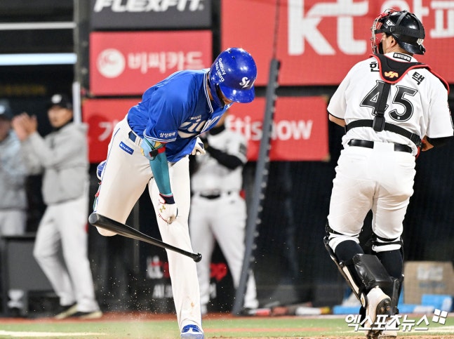 0.111 김영웅, 분노의 방망이 패대기! "많이 컸구나 생각했다"…국민유격수는 좋게 봤다 [수원 현장]