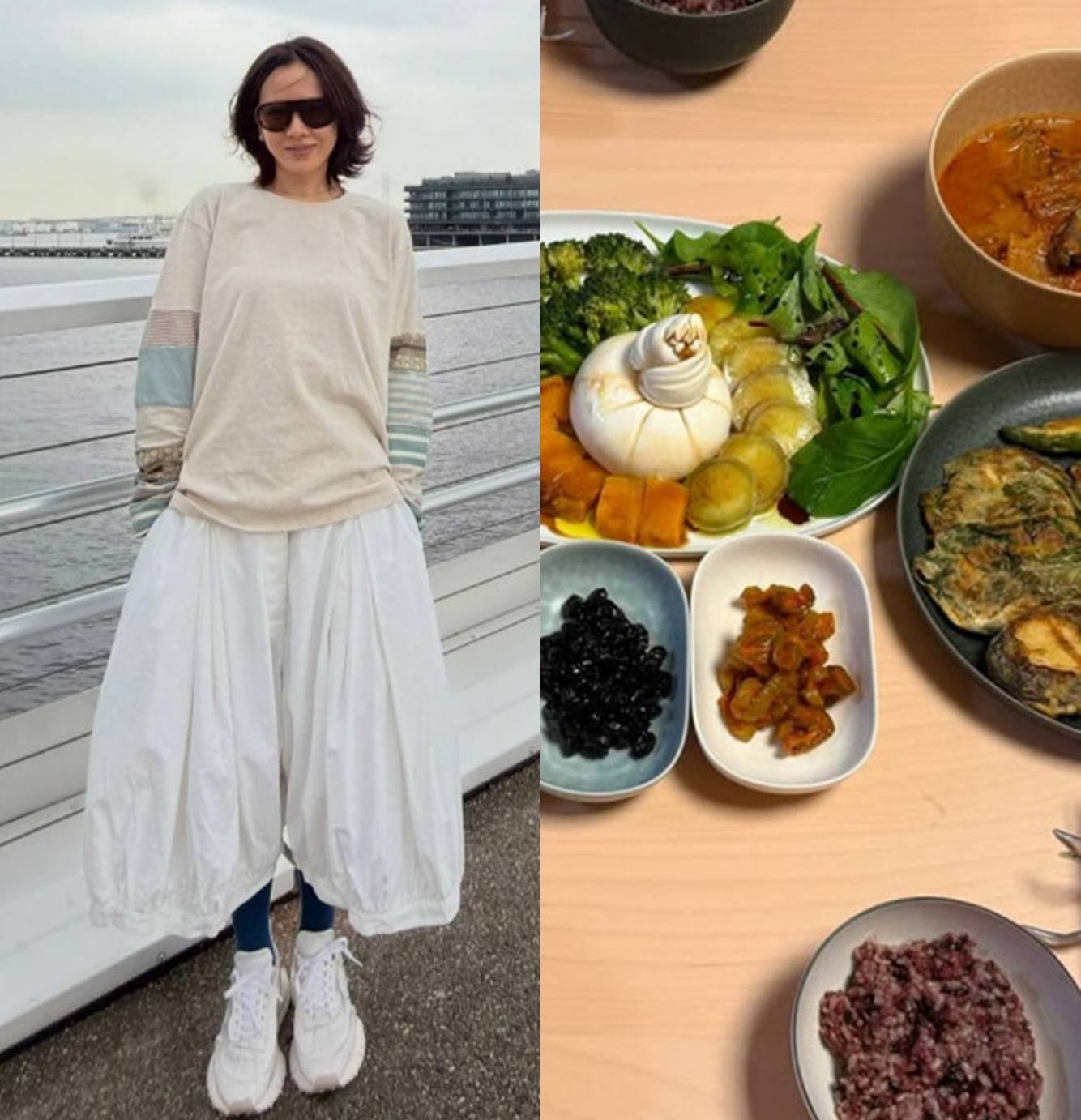 ソン・イェジンの食卓に並ぶ料理。記事写真には旅行中の本人の姿も写っている
