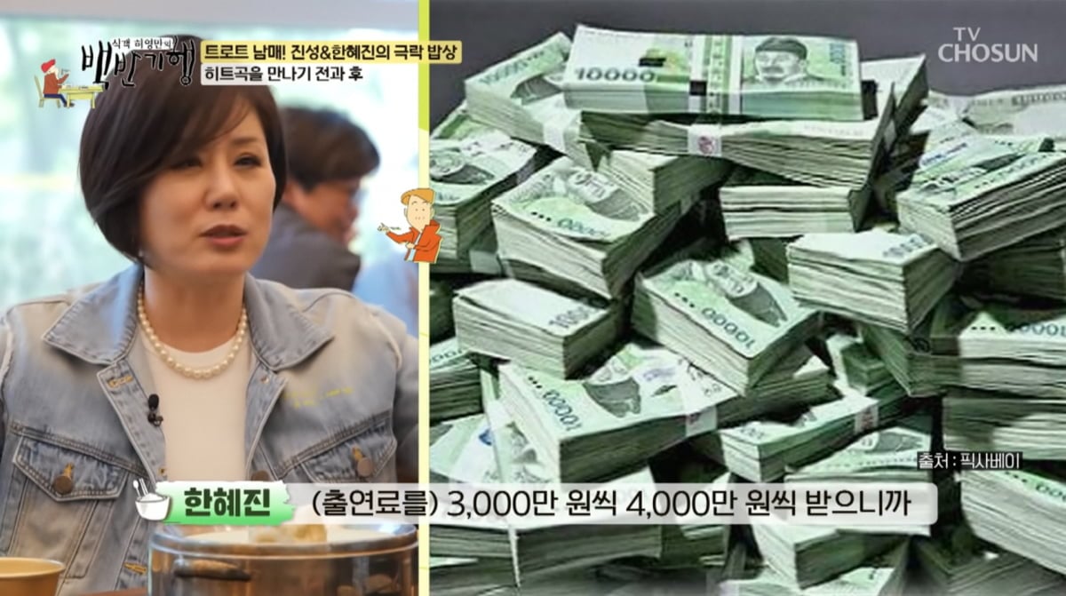 <b>한혜진</b>, 출연료 4000만원씩 벌더니…"돈다발 냉장고에 숨겼다"('백반기행...