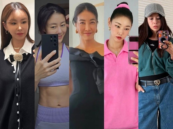 계단 오르기로 관리하는 연예인.(왼쪽부터) 배윤정,이지현,진서연,한혜진,황신혜./사진=각 인스타그램 캡처 