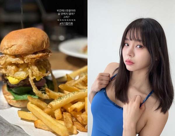코미디언 출신 배우 맹승지(38)가 몸매 관리를 위해 비건 버거를 먹었다./사진=맹승지 인스타그램 캡처