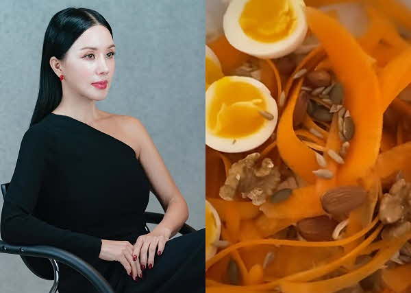 가수 겸 배우 엄정화(55)가 당근,삶은 달걀,견과류를 저녁 식사로 먹었다./사진=엄정화 인스타그램 캡처