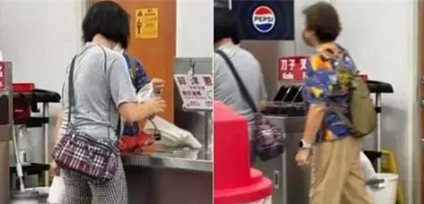대만 코스트코 푸드코트에서 일부 고객이 핫도그용 무료 다진 양파를 비닐 봉지에 담아가는 모습이 공개돼 논란이 일고 있다./사진=페이스북 캡처