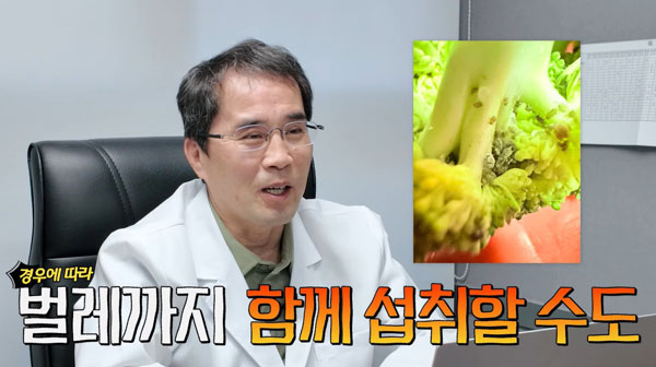 흐르는 물에 브로콜리를 1차적으로 세척한 뒤 베이킹소다나 밀가루를 활용하면 이물질을 효과적으로 제거하는 데 도움이 된다./사진=유튜브 채널 '닥터브로코' 캡처 