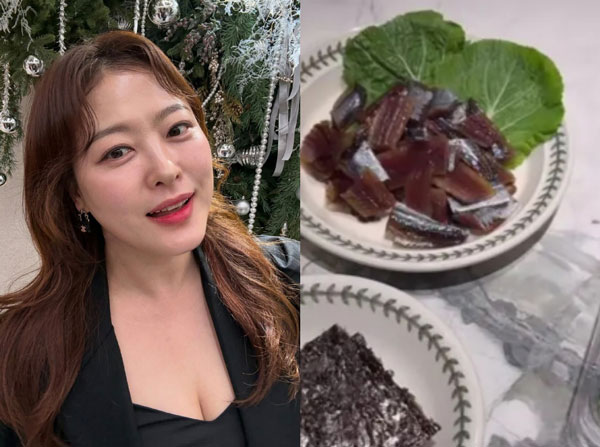 12kg 감량 후 유지 중인 개그우먼 심진화(44)가 과메기를 한 상 즐기고 있는 근황을 공개했다./사진=심진화 인스타그램 캡처 