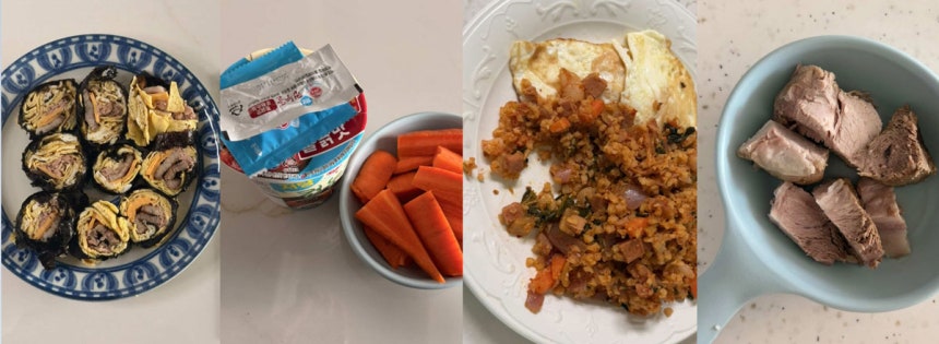 장벼리씨는 식단으로 키토김밥, 저칼로리 라면, 컬리플라워 볶음밥, 수육(지방 제외)을 먹었다고 밝혔다​./사진=장벼리씨 제공