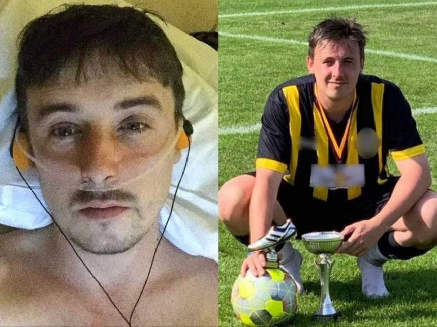 음경암 진단 후 병원에 입원 중인 스티븐 해밀의 모습(왼쪽)과 현재(오른쪽) 모습/사진=메트로