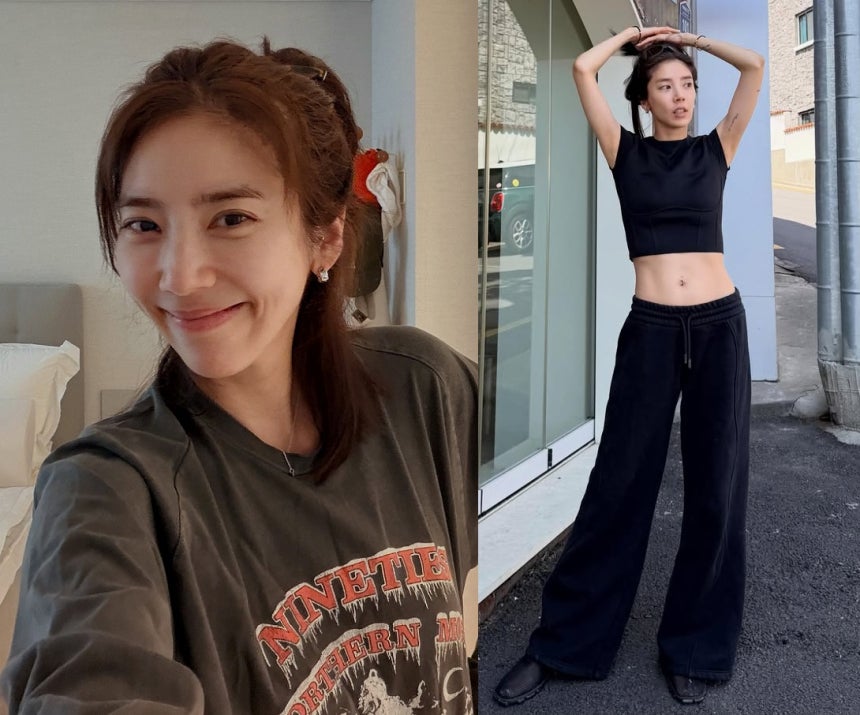 가수 손담비(42)가 홈트레이닝으로 플랭크를 실천하는 모습을 공개했다./사진=손담비 인스타그램 캡처
