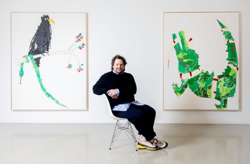 베를린을 중심으로 활동하는 작가 앤디 피셔. 아이들의 낙서처럼 보이는 단순한 그림들은 기존의 회화적 관습을 비튼 '유쾌한 반항'으로 평가받는다. 김정훈 기자