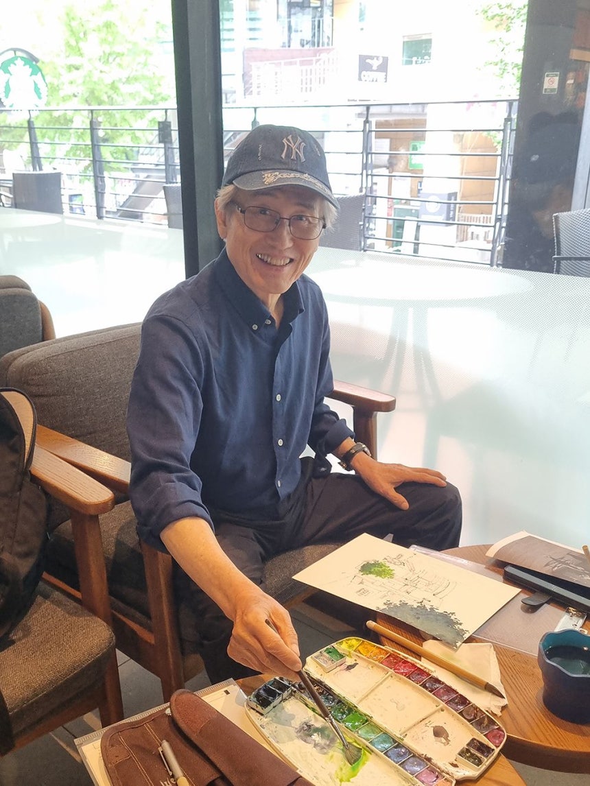 어반스케치에 빠진 곽민수씨.김홍준 기자
