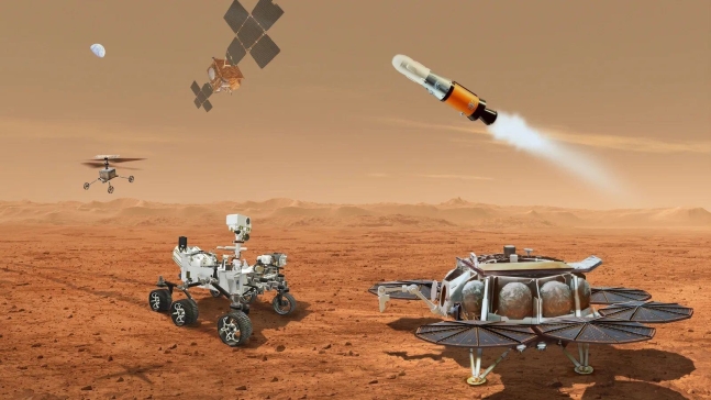 미 항공우주국(NASA)의 화성 표본 회수(MSR) 임무 상상도./NASA