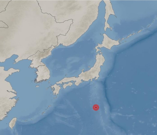 규모 6.9의 지진이 발생한 일본 시즈오카현 하마마쓰시 남남동쪽 787km 해역. /기상청 제공