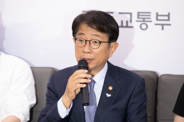 박상우 국토교통부 장관이 13일 전세사기 관련 출입기자단 차담회를 열고 발언하고 있다. /국토교통부 제공