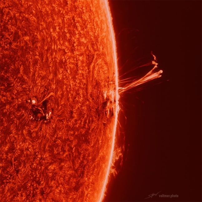 태양 가장자리의 흑점 영역 AR 3664 /Sebastian Voltmer/NASA