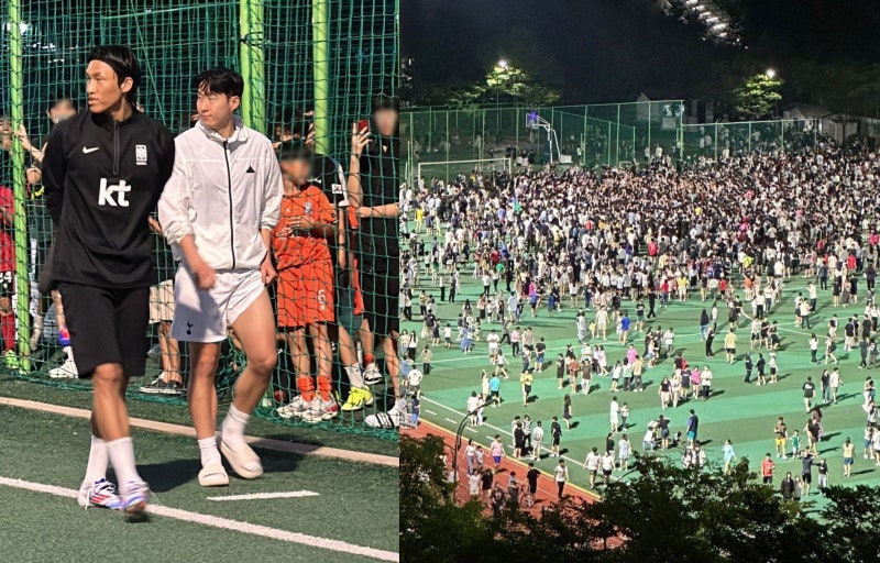 "<b>손흥민</b> 깔릴라..." <b>동네</b> <b>축구장</b>에 또 깜짝 등장…2000명 몰려 경찰 출동