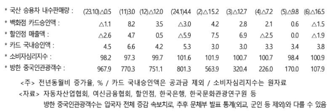 6월 소매판매의 긍정·부정 요인들. /기획재정부 제공