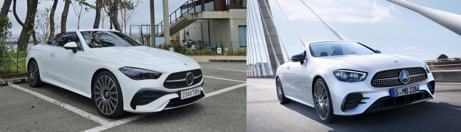 The CLE 450 Cabriolet 4MATIC released by Mercedes-Benz in June (left). It sports a slightly rounder design compared to the previous model, the E-Class 450 Cabriolet. /Reporter Kim Jihwan