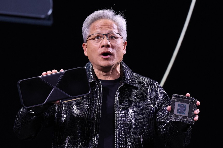 首席執行官Jensen Hwang Nvidia正在使用最新的人工智能（AI）加速器“Blackwell”揭幕GeForce RTX 50系列圖形卡。/新聞1