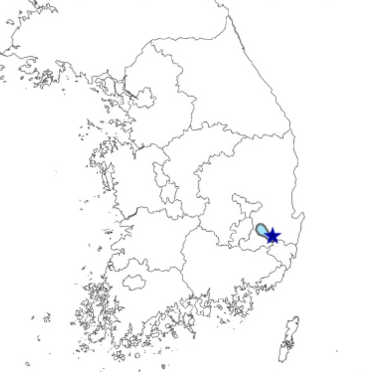 7일 오후 7시55분7초 경북 경주시 남서쪽 17㎞ 지역에서 규모 2.0의 지진이 발생했다. /기상청 제공