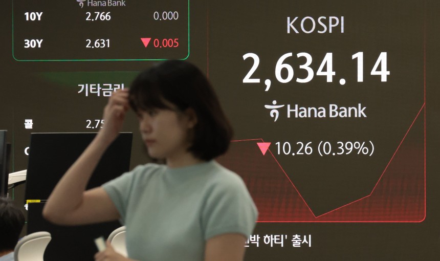 27일 서울 중구 하나은행 딜링룸 현황판. /연합뉴스