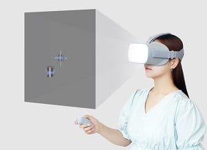 비비드 브레인 훈련 과정을 나타낸 이미지. 가상현실(VR)에서 패턴 인식, 방향 구분 등의 과제를 반복 수행해 시각 기능의 회복을 돕는다./뉴냅스