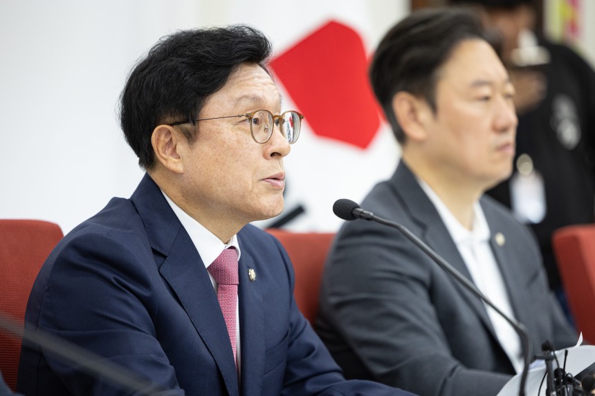 박형수 국민의힘 원내수석부대표가 13일 오전 서울 여의도 국회에서 현안 관련 기자간담회를 하고 있다. /뉴스1