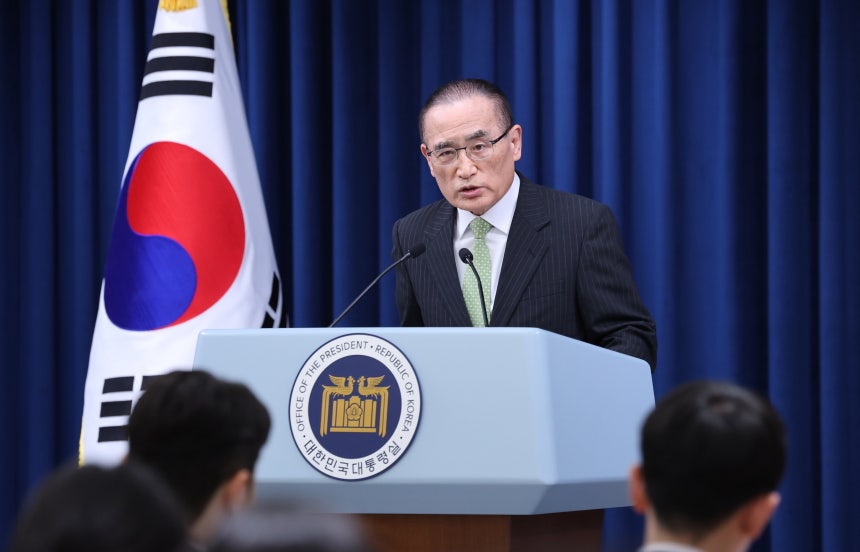 위성락 국가안보실장이 지난 15일 서울 용산구 대통령실 청사에서 G7 정상 외교 관련 브리핑을 하고 있다. /뉴스1 