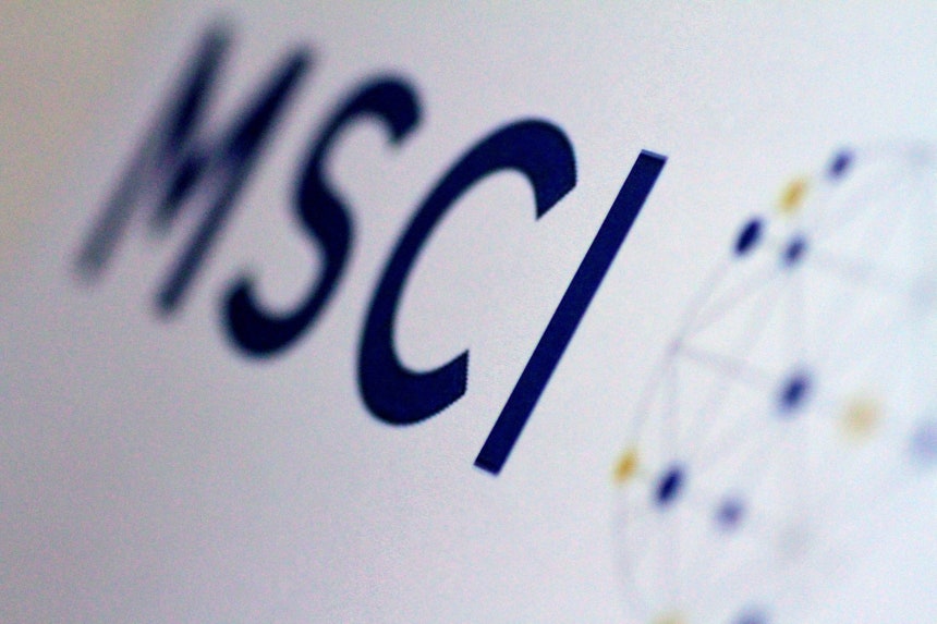  FILE PHOTO: The MSCI logo is seen in this June 20, 2017 illustration photo.      REUTERS/Thomas White/Illustration/File