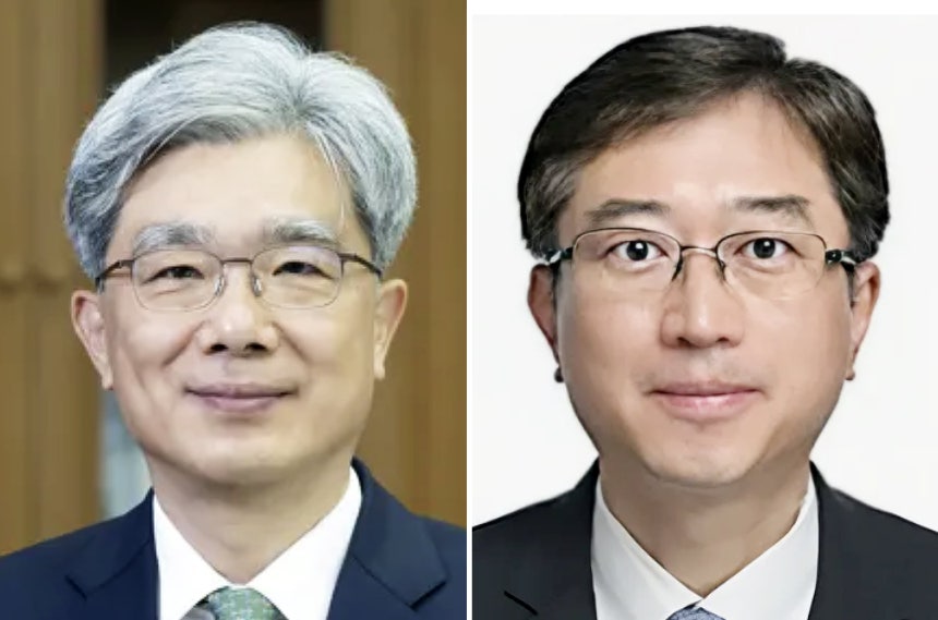이재명 대통령은 26일 헌법재판소장 및 헌법재판관 후보자와 국세청장 후보를 지명했다고 강훈식 대통령실 비서실장이 용산 대통령실에서 브리핑을 통해 밝혔다. 헌법재판소장 후보자에는 김상환 전 대법관(왼쪽)이 지명됐다. 