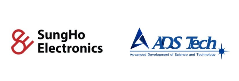 성호전자 로고(좌측)과 에이디에스테크 로고(우측)./각사 제공