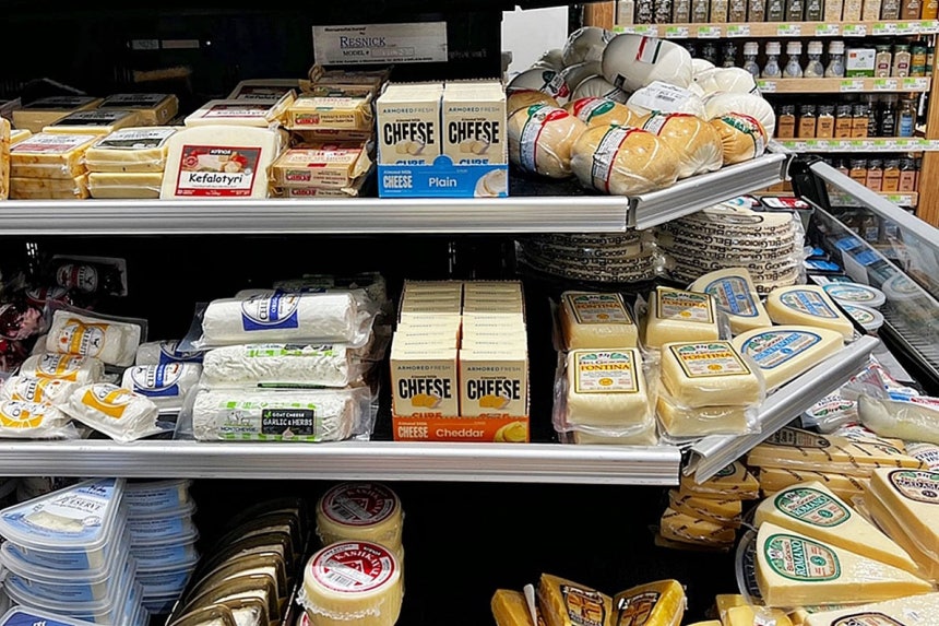 미국 뉴욕 지역 한 대형마트에 아머드 프레시 비건 큐브 치즈가 진열돼 있다./아머드 프레시 제공