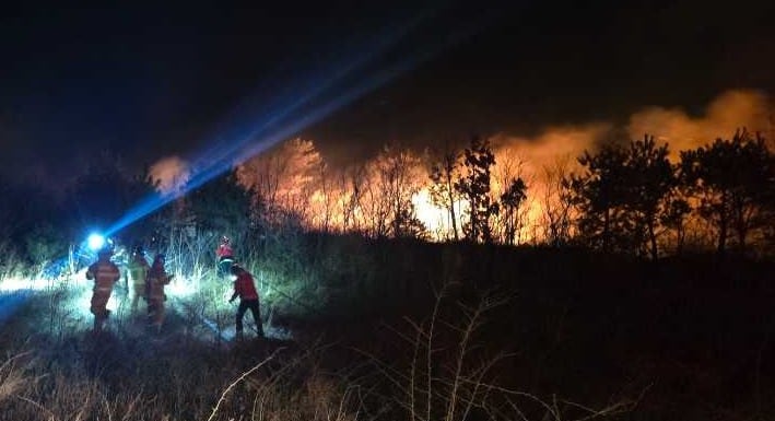 22일 오후 7시 22분쯤 강원 고성군 토성면 소재 A 리조트 인근에서 화재가 발생해 소방 당국이 대응에 나서고 있다./강원도소방본부