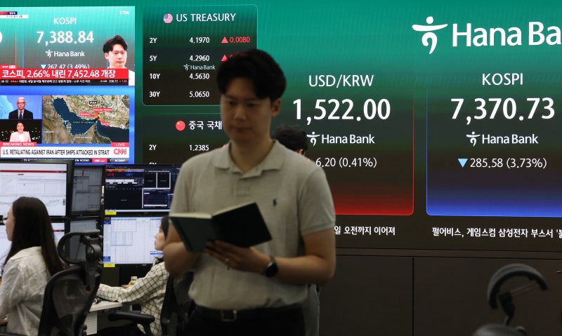 코스피 2% 하락… 반도체 ‘피크아웃’ 우려에 기술주 약세